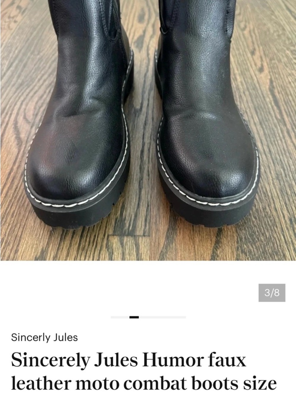 Sincerely Jules Humor faux leather moto combat boots size 7.5